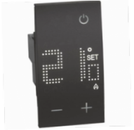 Терморегулятор цифровой с дисплеем для электрического теплого пола 230В  2 модуля. Цвет Черный. Bticino серия Living Now. KG4441NE